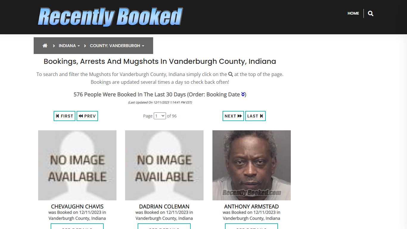 Recent bookings, Arrests, Mugshots in Vanderburgh County, Indiana
